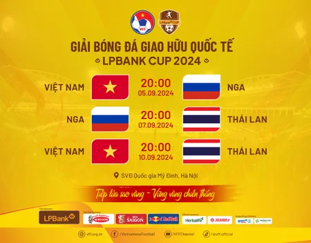 Tuyển Việt Nam gặp tuyển Nga mở màn Giải Bóng đá giao hữu quốc tế LPBank Cup 2024 