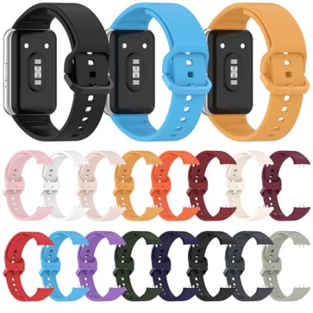 16 COLOR Adjustable Band for Samsung Galaxy Fit3, Galaxy Fit3 SM-R390 Sport Accessories Watchbands TPU Watch Band with Stainless Buckle Small Large
