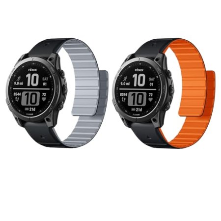 2Pack Silicone Magnetic Watch Band Compatible with Garmin Watch