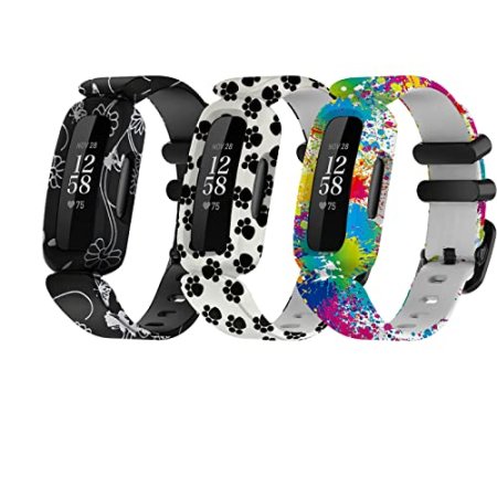 Baaletc Compatible with Fitbit Ace 3 Bands for Kids, Soft Pattern Printed Floral Band Accessories Wristbands Replacement for Fitbit Ace 3 Boys Girls