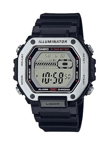 Casio LED Illuminator Dual-Time 1/100-Second Stopwatch w/ 5 Multi-Function Alarms MWD-110H-1AV