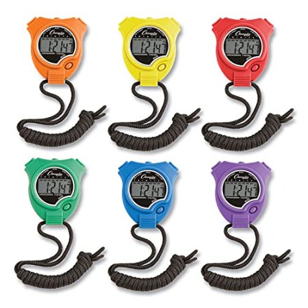 Champion Sports Stopwatches, Assorted Colors, Pack of 6