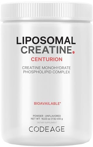 Codeage Liposomal Creatine Monohydrate Powder Supplement, Pure Creatine 5000mg 3-Month Supply, Unflavored , Micronized, Creatinine Sports Muscles, Keto-Friendly - 90 Servings