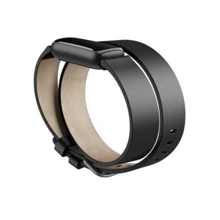 Fitbit Luxe,Horween® Leather Double Wrap Accessory Band in Black, Official Product, One Size
