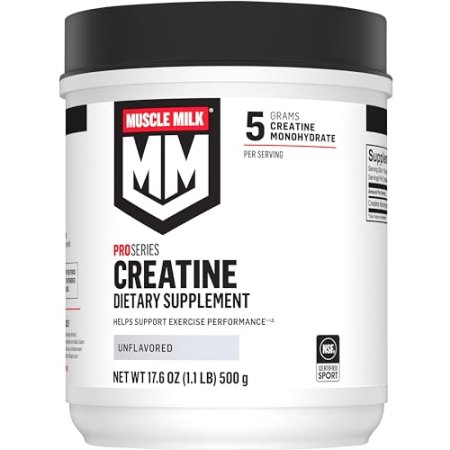 Muscle Milk Pro Series Creatine Powder Supplement, Unflavored, 1.1 Pound, 100 Servings, 5g Creatine Monohydrate, NSF Certified for Sport, Packaging May Vary