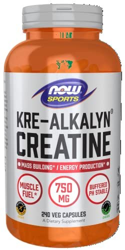 NOW Foods Sports Nutrition, Kre-Alkalyn Creatine 750 mg, Mass Building*/Energy Production*, 240 Veg Capsules