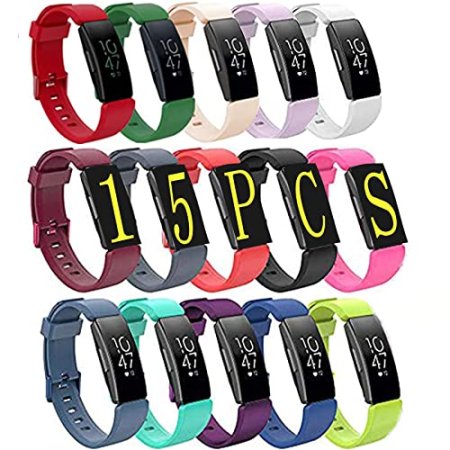 Replacement Band for Fitbit Inspire 3, Inspire 2, Inspire HR, Ace 2, Ace 3 Sport Accessories Watchbands, 15 Color Classic TPU Watch Band with Buckle