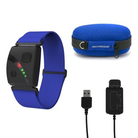 Scosche Rhythm 24 Heart Rate Monitor Fitness Armband with Dual Band ANT+ & BLE Bluetooth - Waterproof & Dustproof Heart Rate Monitors with Built-in Memory for Storing Workout Data Bundle with Case