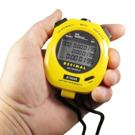 Sper Scientific Stopwatch, Water Resistant, Decimal Display and Multi-Split Stop Watch Timer for Sports, Coaches, Industrial Workers, and Trainers