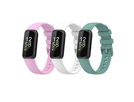 Sporty Wristbands Compatible with Fitbit Inspire 3 Health Tracker Replacement Accessories Soft Silicone Watch Bands for Inspire3 Fitness Tracker S/L