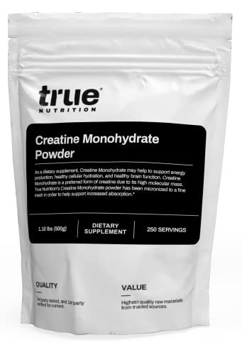 True Nutrition - Creatine Monohydrate Powder - Micronized Creatine Powder - Promotes Lean Muscle Growth, Muscular Strength, and Workout Intensity - Pre Workout and Post Workout Supplement (500 g)