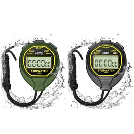 Waterproof Stopwatch Timer, Large Display Simple Stopwatch with ON/Off Function No Clock No Calendar No Alarm Basic Operation, Black & Green