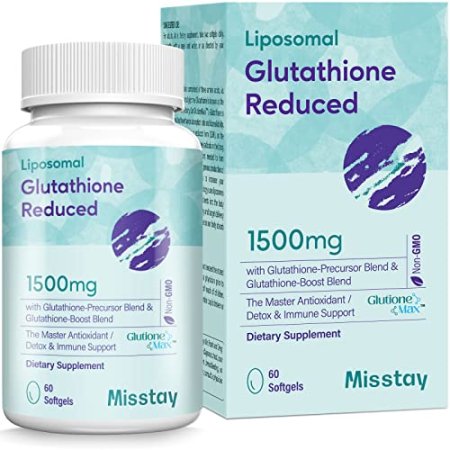 2400 MG Complex Liposomal Glutathione Softgels 1500 MG, Highest Absorption, Active Form Reduced Glutathione Supplement, L-Glutathione (GSH) Supplement for Immune, 60 Softgels