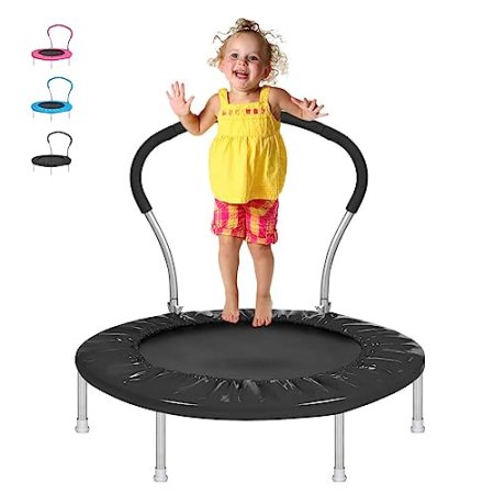 36Inch Kids Trampoline for Toddlers with Handle, Indoor Mini Trampoline for Kids, Small Rebounder Trampoline, Adult Fitness Trampoline for Indoor and Outdoor Use