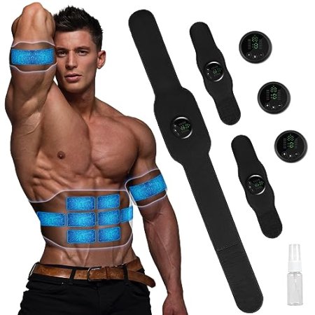 Ab Stimulator Belt: Advanced EMS Muscle Stimulator and Targeted Ab Toner for Effective Workouts – Customizable Programs for Home Gym and Office Fitness, for Men and Women Black