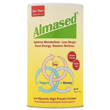 Almased Meal Replacement Shake - Low-Glycemic High Plant Base Protein Powder- Nutritional Weight Health Support Supplement - Original Flavor - 17.6 oz