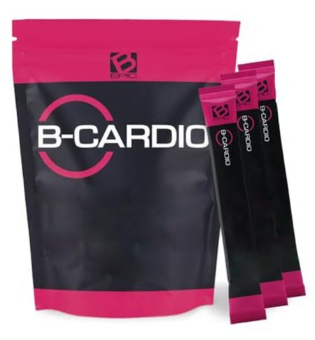 B-CARDIO Health Support Supplement - Nitric Oxide Booster Infused with L-Arginine and L-Citrulline, Raspberry Health Drink for Enhanced Vitality - Includes 30 Powder Sticks for One-Month Supply