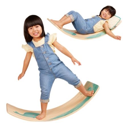 B. toys- B. spaces- Teeter Toddler- Kids Wobble Balance Board & Chair- Furniture For Toddlers- Montessori-Inspired Design-Detachable Pillow- 3 Years +