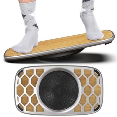 BASE+ Standing Desk Balance Board - Balance Board Standing Desk Safe Easy to Use Non-Distracting Bamboo Aluminum Balance Boards Stay Active While Being Productive with Our balance trainer wobble board