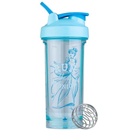 BlenderBottle Disney Princess Shaker Bottle Pro Series, Perfect for Protein Shakes and Pre Workout, 28-Ounce, Cinderella