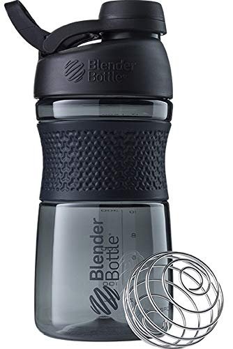 BlenderBottle SportMixer Shaker Bottle Perfect for Protein Shakes and Pre Workout, 20-Ounce, Black