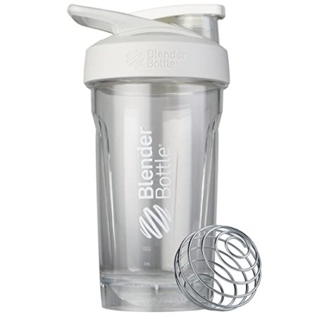 BlenderBottle Strada Shaker Cup Perfect for Protein Shakes and Pre Workout, 24-Ounce, White