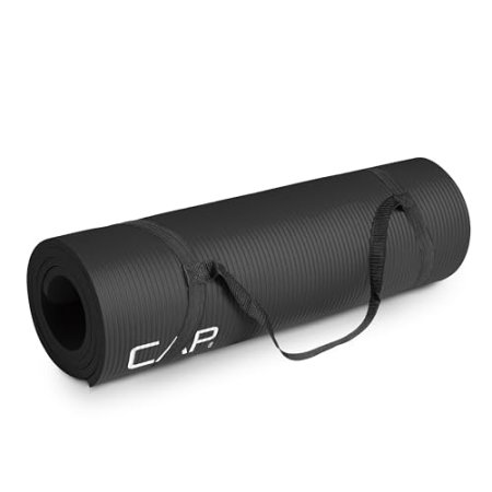 CAP Barbell 1/2-Inch High Density Exercise Yoga Mat with Strap | Multiple Options