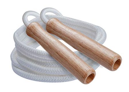 Champion Sports SR Series Classic Nylon Jump Rope with Wood Handles - Multiple Lengths