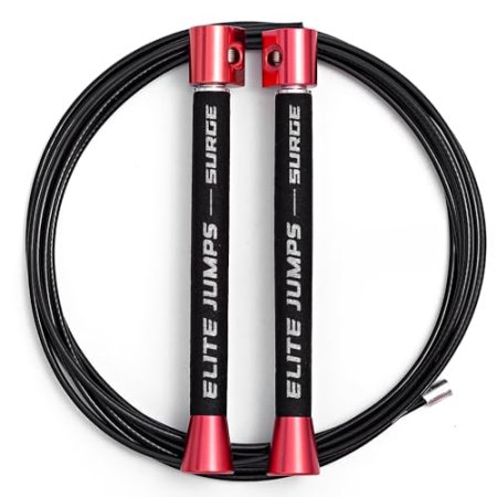 Elite Jumps Surge 3.0 Professional Speed Rope for Double Unders - Patented Dual Bearing Ultra Light-Weight Handle for Premium Spin Control and Kink-Resistant Cable for fast Speed Jump Rope