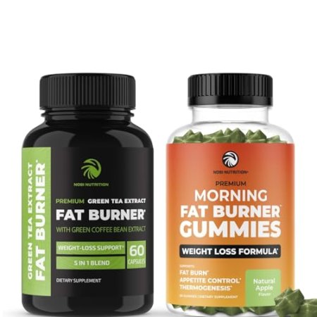 Fat Burn Gummies and Green Tea Weight Loss Pills | Complete Weight Loss Support with Green Coffee & Raspberry Ketones | Metabolism Booster, Appetite Suppressant, Belly Fat Reducer | 1 Month Supply