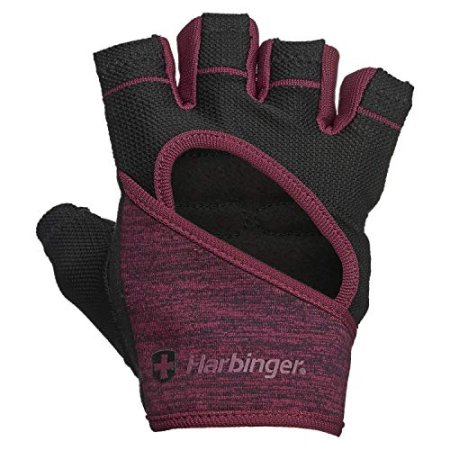 Harbinger Women's Flexfit Wash and Dry Workout Weightlifting Gloves with Padded Leather Palm (1 Pair) Black/Heather