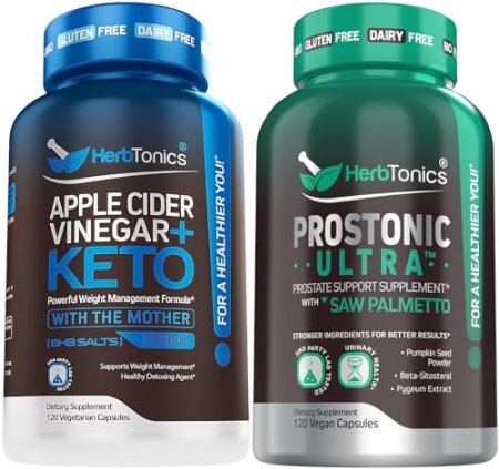 Herbtonics Apple Cider Vinegar Capsules Plus Keto BHB | Fat Burner & Weight Loss Supplement for Women & Men - Prostate Support Supplement for Men's Health | with Saw Palmetto Beta Sitosterol