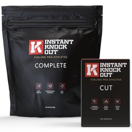 Instant Knockout Complete Weight Loss, Muscle Growth and Repair Bundle - Fat Burner with High Protein Complete Meal Replacement Shake