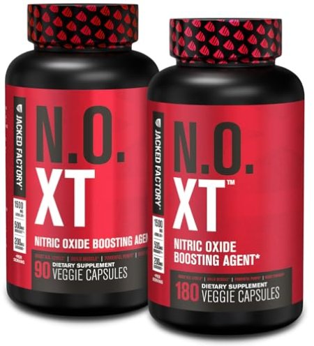 Jacked Factory N.O. XT Nitric Oxide Supplement with Nitrosigine L Arginine & L Citrulline for Muscle Growth, Pumps, Vascularity, & Energy - Extra Strength Pre Workout Muscle Builder - 270 Veggie Pills