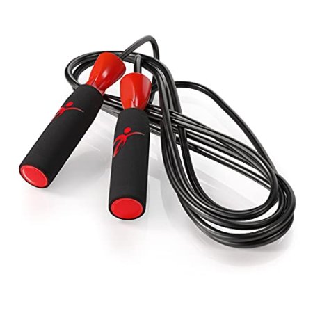 Jump Rope With Adjustable Length, Tangle-Free Skipping Rope for Gym Workout,Crossfit, Fitness Exercise, WOD, Boxing, MMA, Endurance Training Include Carrying Pouch (Red)