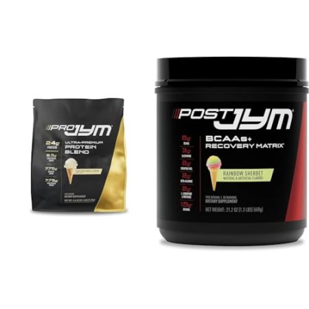 JYM Supplement Science PRO JYM 45 Servings - Tahitian Vanilla Bean & - Post-Workout with BCAA's, Glutamine, Creatine HCL, Beta-Alanine, and More Rainbow Sherbert Flavor, 30 Servings, 21.2 oz.