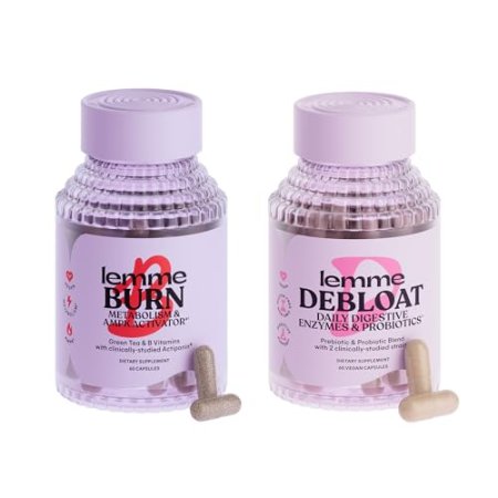 Lemme Burn & Debloat Capsule Bundle - Metabolism & Fat Burning + Debloat Capsules for Bloating & Gas Relief, Probiotics & Prebiotics - Vegan, Gluten Free, Non-GMO - 60 Ct. Each