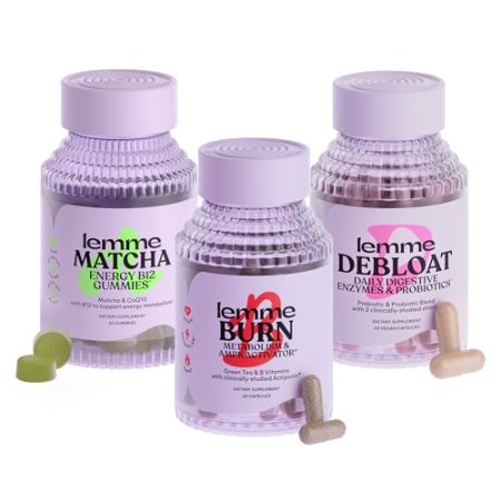 Lemme Burn, Debloat & Matcha Bundle - Metabolism & Fat Burning Capsules + Bloating & Gas Relief Capsules + Energy B12 Gummies - Vegan, Gluten-Free, Non-GMO - 60 ct. ea