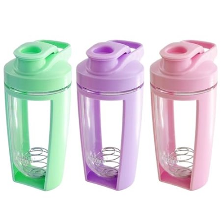 Moonlight Makers Set of 3 16oz Protein Shaker Bottle with Steel Whisk Ball, Leakproof Gym Bottle, Shaker Cups for Protein Shakes, Dishwasher Safe, Fitness Gifts, Preworkout Drink Mixer