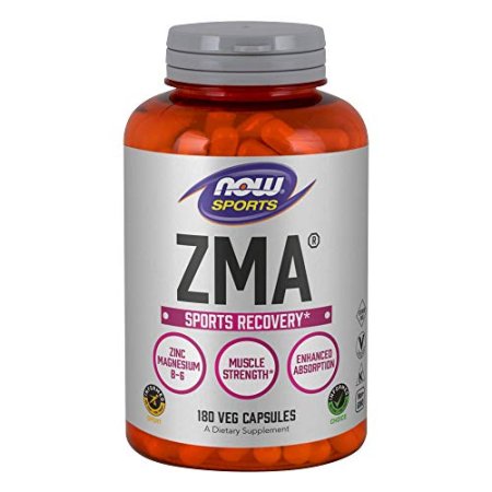 NOW Foods Sports Nutrition, ZMA (Zinc, Magnesium and Vitamin B-6), Enhanced Absorption, Sports Recovery*, 180 Capsules