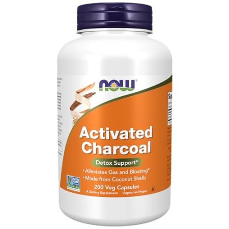 NOW Foods Supplements, Activated Charcoal Made from Coconut Shells, Non-GMO Project Verified, Detox Support*, 200 Veg Capsules