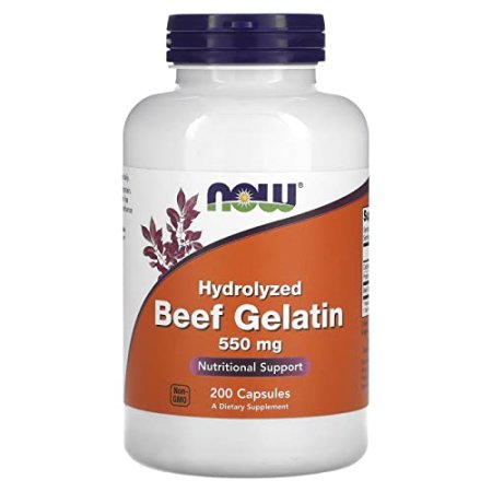 NOW Foods Supplements, Beef Gelatin 550 mg, Hydrolyzed, Nutritional Support, 200 Capsules