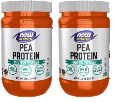 NOW Sports Nutrition, Pea Protein 24 g, Easily Digested, Unflavored Powder, 12-Ounce (Pack of 2)