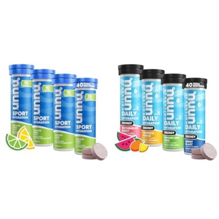 Nuun Sport Electrolyte Tablets (40 Servings) Energy Caffeine Drink Tablets (4 Packs, 10 Count) Bundle