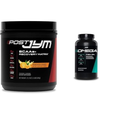 Post JYM Active Matrix Post-Workout Powder with BCAAs, Glutamine & Omega JYM Fish Oil Capsules with 1500mg DHA & EPA for Muscle Growth, Strength, Endurance & Recovery - 30 Servings & 120 Softgels