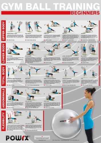 POWRX Exercise Ball Chart, Beginner Level, Gym Ball Workout, Yoga Ball Training