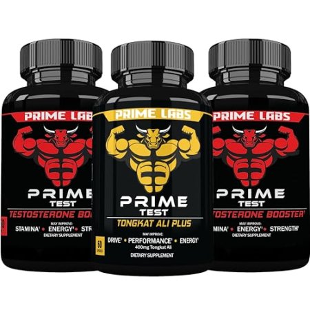 Prime Labs Prime Test Testosterone Booster (60 ct, 2-Pack) + Tongkat Ali Plus (60 ct)