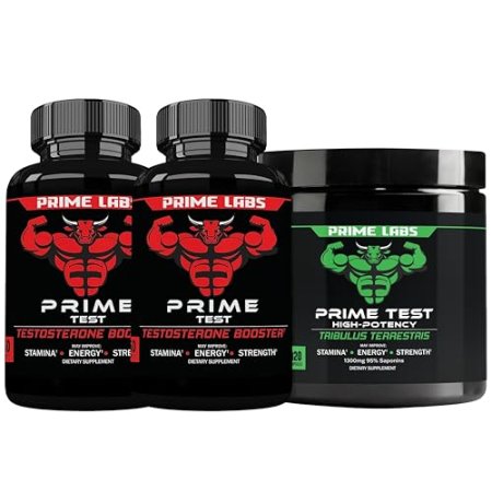 Prime Labs Prime Test Testosterone Booster (60 ct, 2-Pack) + Tribulus Terrestris (120 ct)