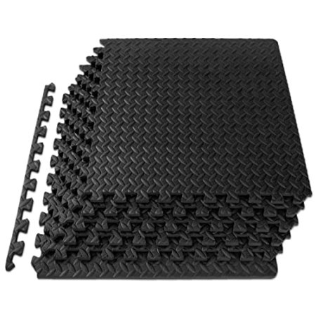 ProsourceFit Puzzle Exercise Mat ½ in, EVA Interlocking Foam Floor Tiles for Home Gym, Mat for Home Workout Equipment, Floor Padding for Kids, Blue, 24 in x 24 in x ½ in, 48 Sq Ft - 12 Tiles