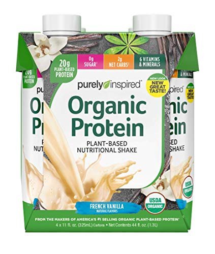 Protein Shakes Ready to Drink | Purely Inspired Organic Protein Shake | 20g of Plant Based Protein | Organic Protein Drink | Sports Nutrition RTD | French Vanilla, 11 fl. oz (Pack of 4)